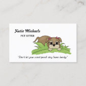 Schattigee Puppy Dog Met Roze Bogen Pet Sitting Se Visitekaartje (Voorkant)