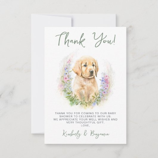 Schattigee Puppy Dog Modern Sage Dank u Baby showe (Voorkant)
