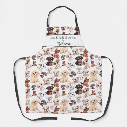 Schattigee Puppy Dog Pattern Business Schort (Voorkant)