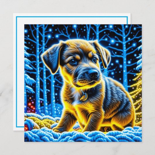 Schattigee Puppy Dog Spelen in Sneeuw Kerstmis (Voorkant / Achterkant)