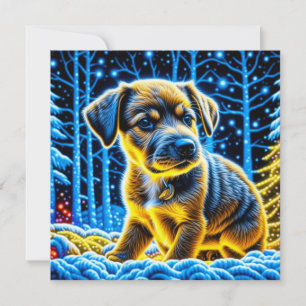 Schattigee Puppy Dog Spelen in Sneeuw Kerstmis