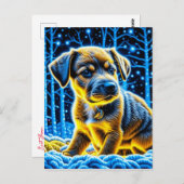 Schattigee Puppy Dog Spelen in Sneeuw Kerstmis Briefkaart (Voorkant / Achterkant)