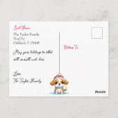 Schattigee Puppy Dog Spelen in Sneeuw Kerstmis Briefkaart (Achterkant)