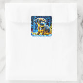 Schattigee Puppy Dog Spelen in Sneeuw Kerstmis Vierkante Sticker (Tas)