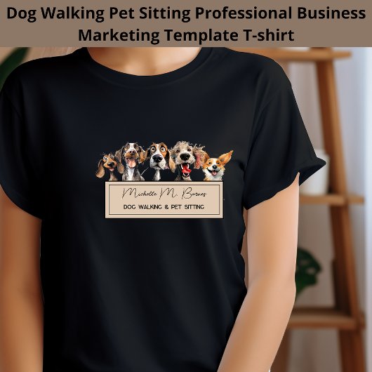 Schattigee Puppy Dog Walking Zitting Zakelijke Mar T-shirt