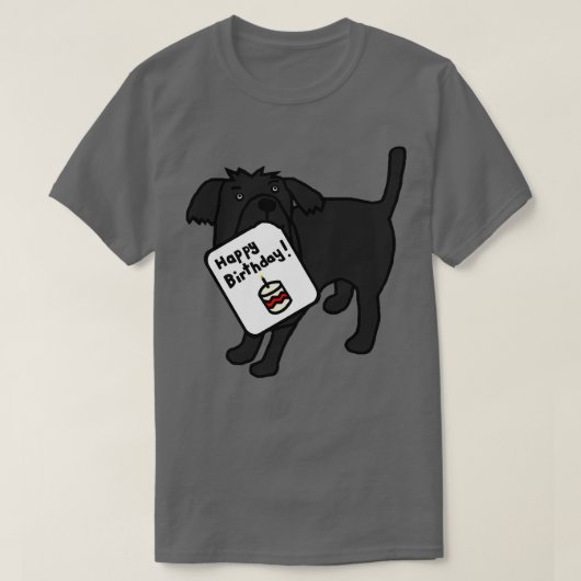 Schattigee Puppy Dog zegt Happy Birthday T-shirt (Design voorkant)