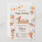 Schattigee Puppy Dogs Dachshund Verjaardagsplechti Kaart (Voorkant)