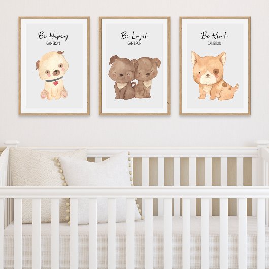 Schattigee Puppy Dogs Gepersonaliseerde Tekst Naam Muurkunst Sets