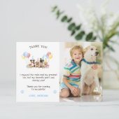 Schattigee Puppy Dogs Waterverf Blauwe Foto Bedankkaart (Staand voorkant)