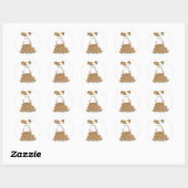 Schattigee Puppy en Botten Ronde Sticker (Vel)