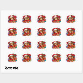 Schattigee puppy en slee ronde sticker (Vel)