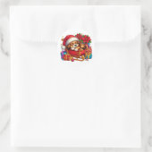 Schattigee puppy en slee ronde sticker (Tas)
