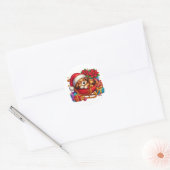 Schattigee puppy en slee ronde sticker (Envelop)