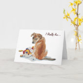 Schattigee puppy en teddy realist hondenkunst sorr kaart (Gele Bloem)