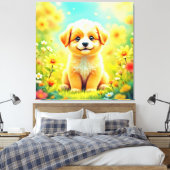 Schattigee Puppy Flower Art Canvas Afdruk (Insitu (Slaapkamer))