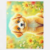Schattigee Puppy Flower Art Fleece Deken (Voorkant)