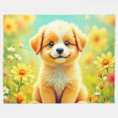 Schattigee Puppy Flower Art Fleece Deken (Voorkant (Horizontaal))