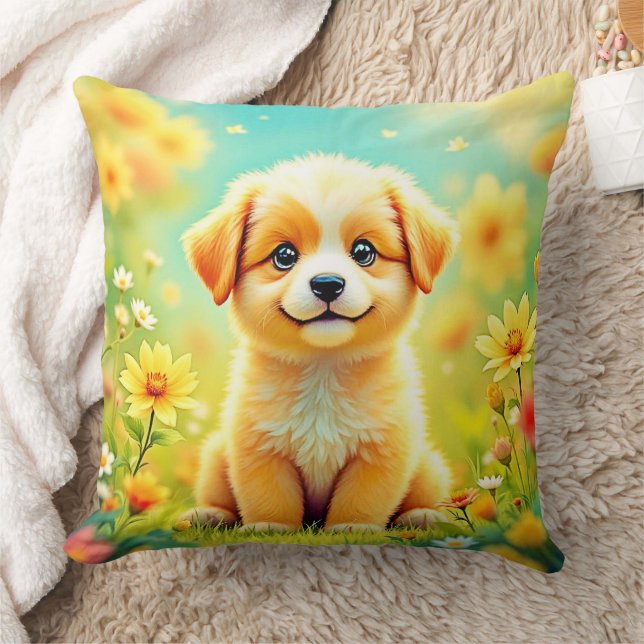 Schattigee Puppy Flower Art Kussen (Deken)