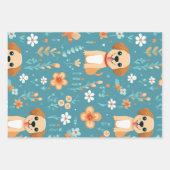 Schattigee Puppy Flowers set van 3 Inpakpapier Vel (Voorkant 2)