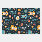 Schattigee Puppy Flowers set van 3 Inpakpapier Vel (Voorkant)