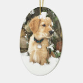 Schattigee Puppy geel lab golden retriever Keramisch Ornament (Links)
