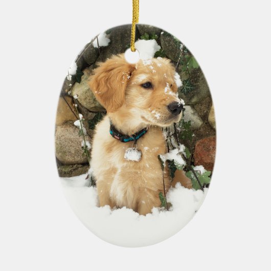 Schattigee Puppy geel lab golden retriever Keramisch Ornament (Voorkant)