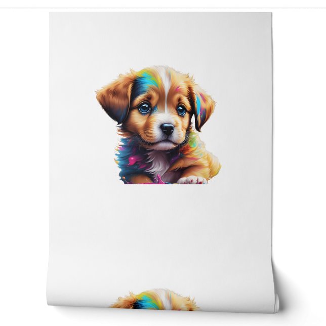 Schattigee Puppy gemaakt van Liquid Colours Behang (Afrollen)