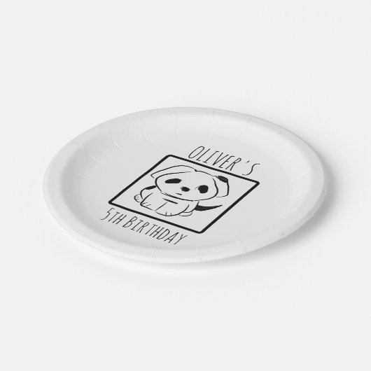 Schattigee puppy gepersonaliseerde verjaardagsfees papieren bordje (Gekanteld)