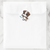 Schattigee puppy gezegde hallo ronde sticker (Tas)