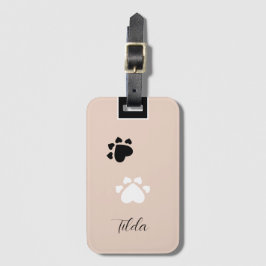 Schattigee puppy hart poten gepersonaliseerd bagagelabel