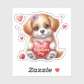 Schattigee Puppy Hearts Happy Valentijnsdag Sticker (Vel)