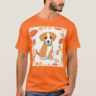 Schattigee Puppy Herfst Kunstwerk T-shirt