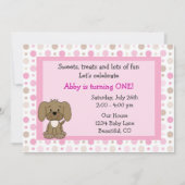 Schattigee puppy hond 1e verjaardag uitnodiging vo (Voorkant)