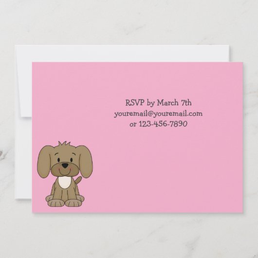 Schattigee puppy hond 1e verjaardag uitnodiging vo (Achterkant)