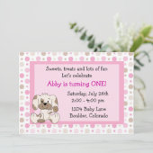 Schattigee puppy hond 1e verjaardag uitnodiging vo (Staand voorkant)