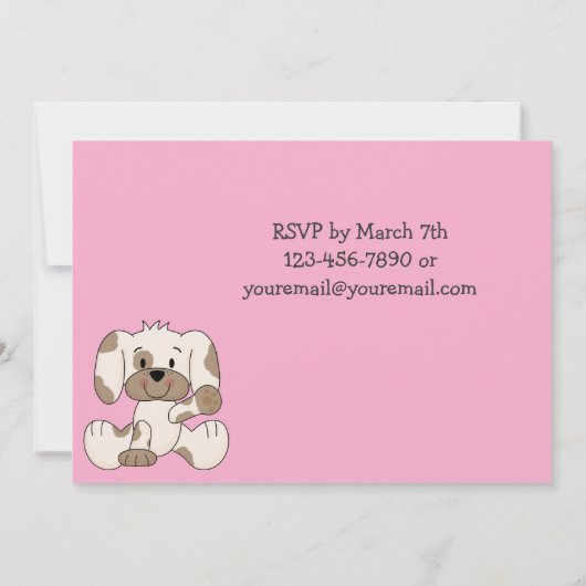 Schattigee puppy hond 1e verjaardag uitnodiging vo (Achterkant)
