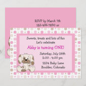 Schattigee puppy hond 1e verjaardag uitnodiging vo (Voorkant / Achterkant)