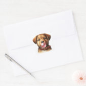 Schattigee puppy hond blazen bubble gum vierkante sticker (Envelop)
