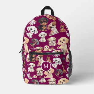 Schattigee puppy hond donkerroze bedrukte rugzak