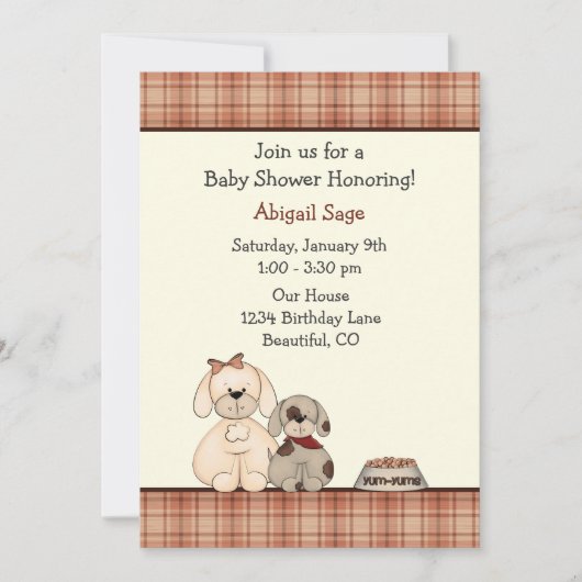 Schattigee puppy hond en moeder jongen Baby shower Kaart (Voorkant)
