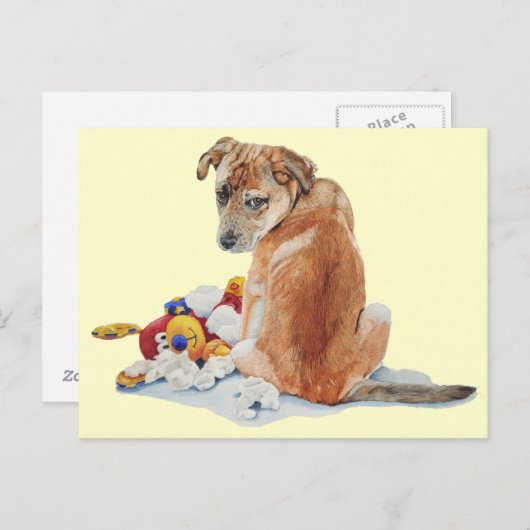 Schattigee puppy hond gemengd ras met teddy realis briefkaart (Voorkant / Achterkant)