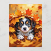 Schattigee puppy hond in herfstbladeren briefkaart (Voorkant)