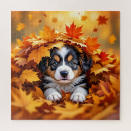 Schattigee puppy hond in herfstbladeren legpuzzel