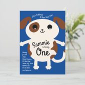 Schattigee puppy hond Kleurrijke 1e verjaardag Uit Kaart (Staand voorkant)