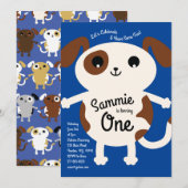 Schattigee puppy hond Kleurrijke 1e verjaardag Uit Kaart (Voorkant / Achterkant)