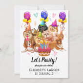 Schattigee puppy hond laat pawty verjaardagsvierin kaart (Voorkant)