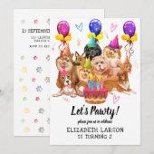 Schattigee puppy hond laat pawty verjaardagsvierin kaart (Voorkant / Achterkant)