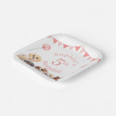Schattigee puppy hond roze meisje verjaardag papieren bordje (Gebogen)