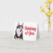 Schattigee puppy hond Siberische Husky Denken aan  Kaart (Gele Bloem)