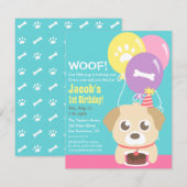 Schattigee puppy hond thema Kids verjaardagsfeestj Kaart (Voorkant / Achterkant)